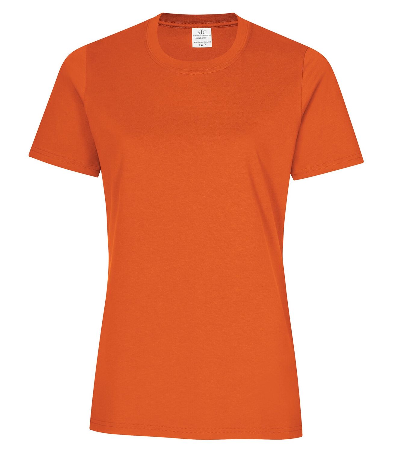 ATC Ring Spun Ladies Tee - ORANGE, Print Options: No Print, Size: XS
