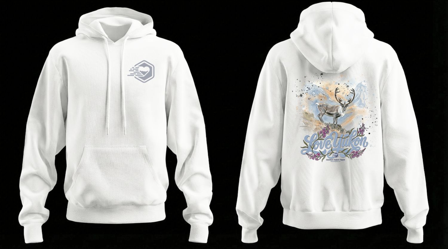 Love Yukon - Caribou Hoodie, Colour: White, Size: Small