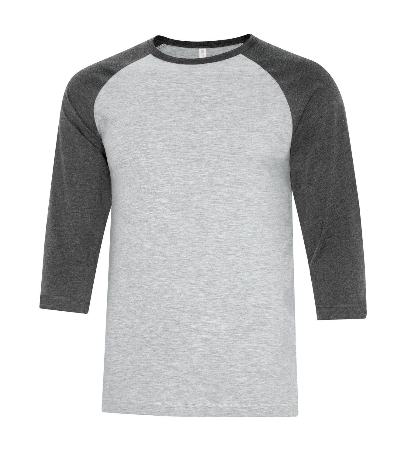 ATC Euro Spun Baseball Tee - ATHLETIC GREY/CHARCOAL, Print Options: No Print, Size: Small
