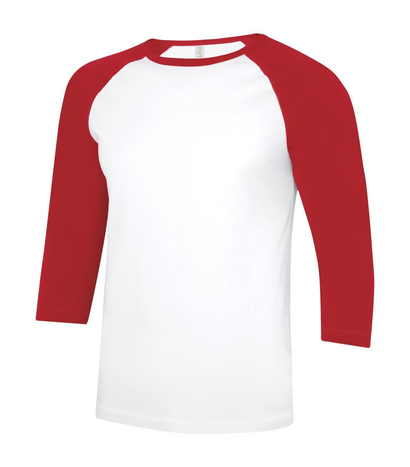ATC Euro Spun Baseball Tee - WHITE/RED, Print Options: No Print, Size: Small