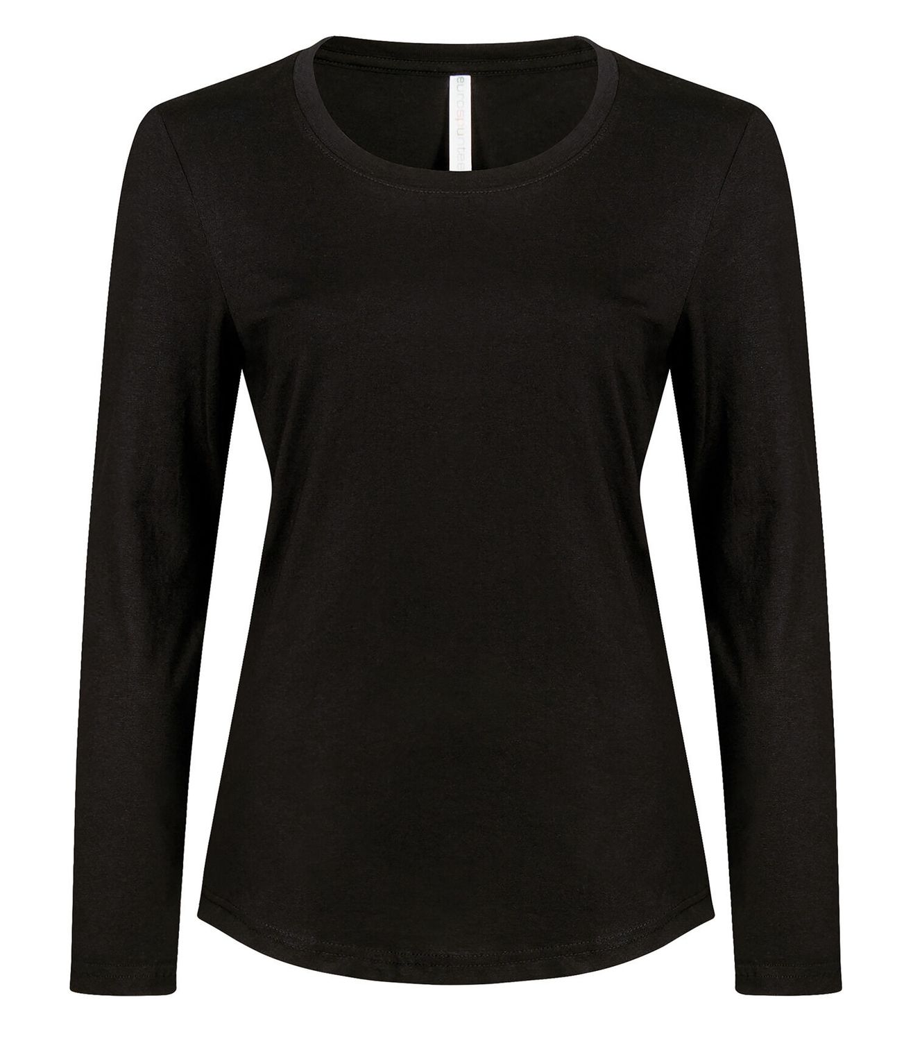 ATC Euro Spun Ladies Long Sleeve - BLACK, Print Options: No Print, Size: XS