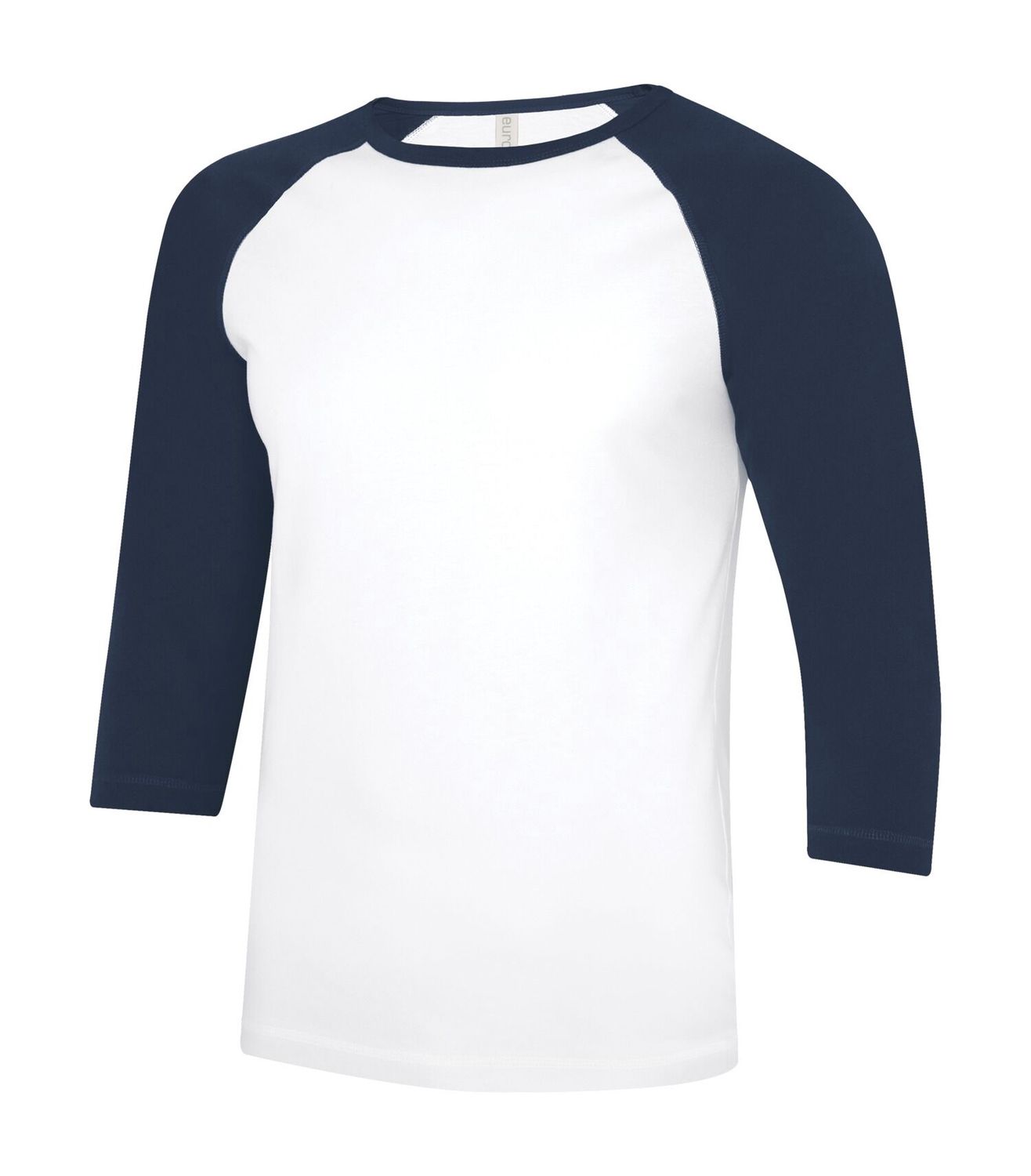 ATC Euro Spun Baseball Tee - WHITE/NAVY, Print Options: No Print, Size: Small