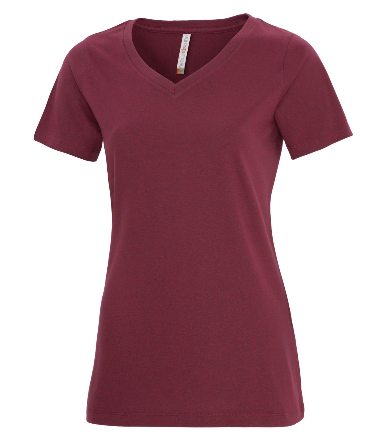 ATC Euro Spun Ladies V-Neck Tee - CARDINAL HEATHER, Print Options: No Print, Size: XS