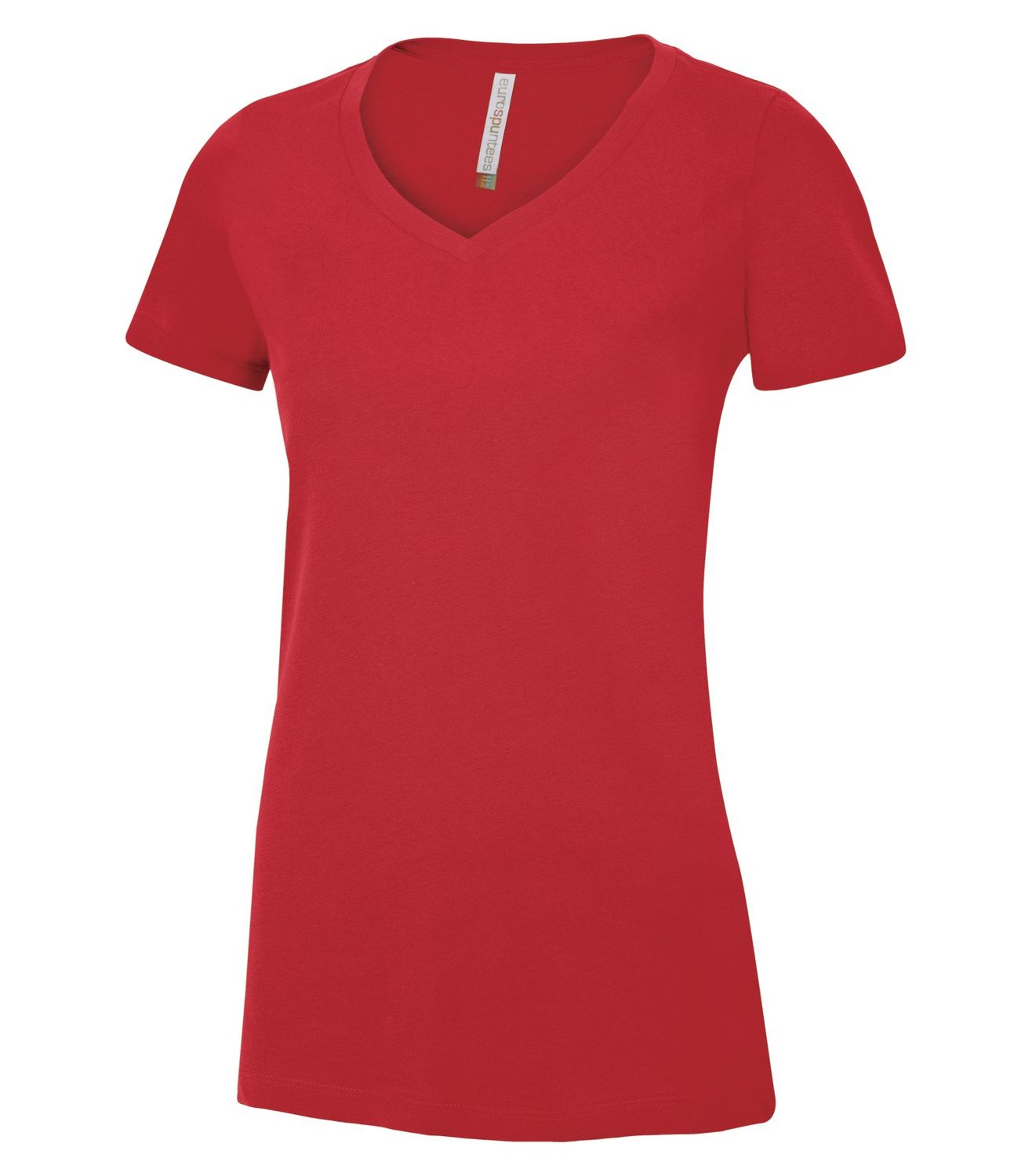 ATC Euro Spun Ladies V-Neck Tee - RED, Print Options: No Print, Size: XS
