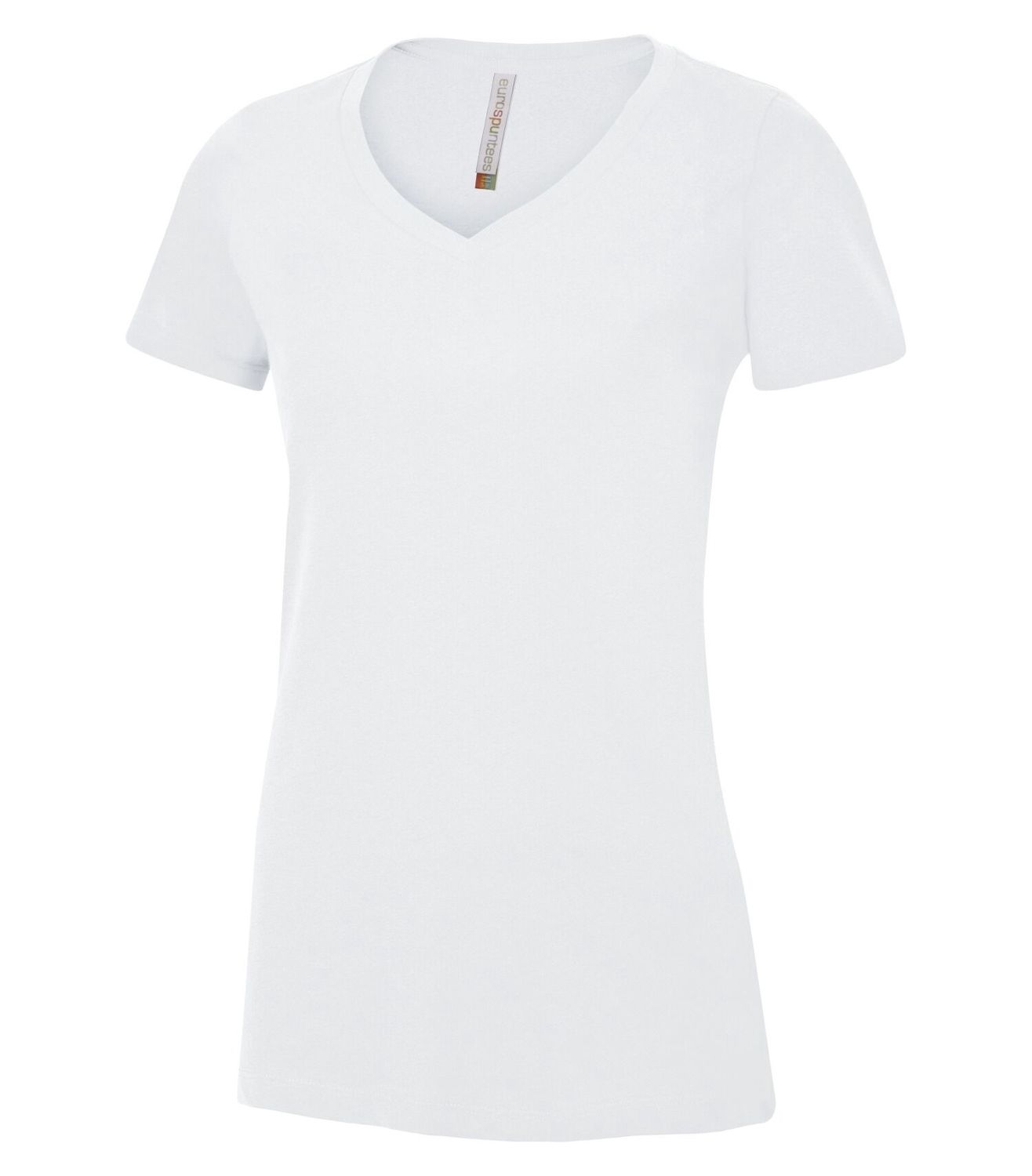 ATC Euro Spun Ladies V-Neck Tee - WHITE, Print Options: No Print, Size: XS