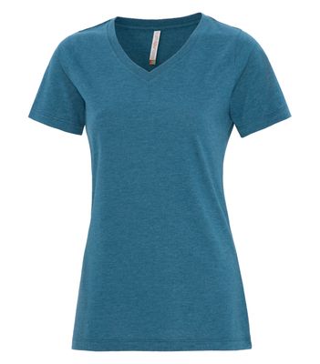 ATC Euro Spun Ladies V-Neck Tee - TEAL HEATHER