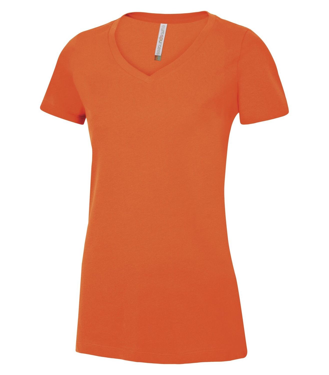 ATC Euro Spun Ladies V-Neck Tee - ORANGE, Print Options: No Print, Size: XS