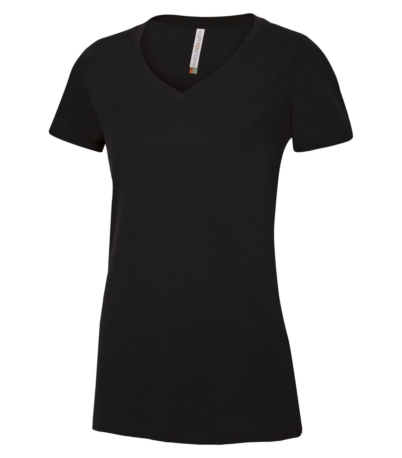 ATC Euro Spun Ladies V-Neck Tee - BLACK, Print Options: No Print, Size: XS