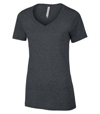 ATC Euro Spun Ladies V-Neck Tee - CHARCOAL HEATHER