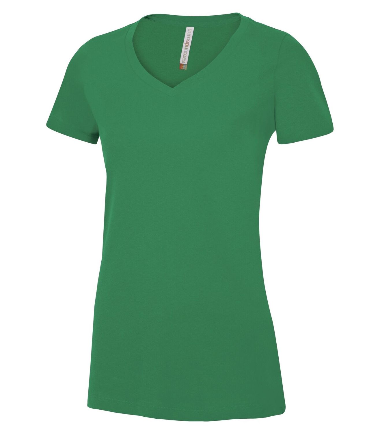 ATC Euro Spun Ladies V-Neck Tee - KELLY GREEN, Print Options: No Print, Size: XS