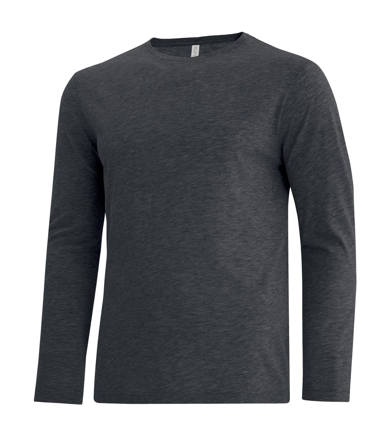 ATC Euro Spun Long Sleeve - CHARCOAL HEATHER, Print Options: No Print, Size: XS