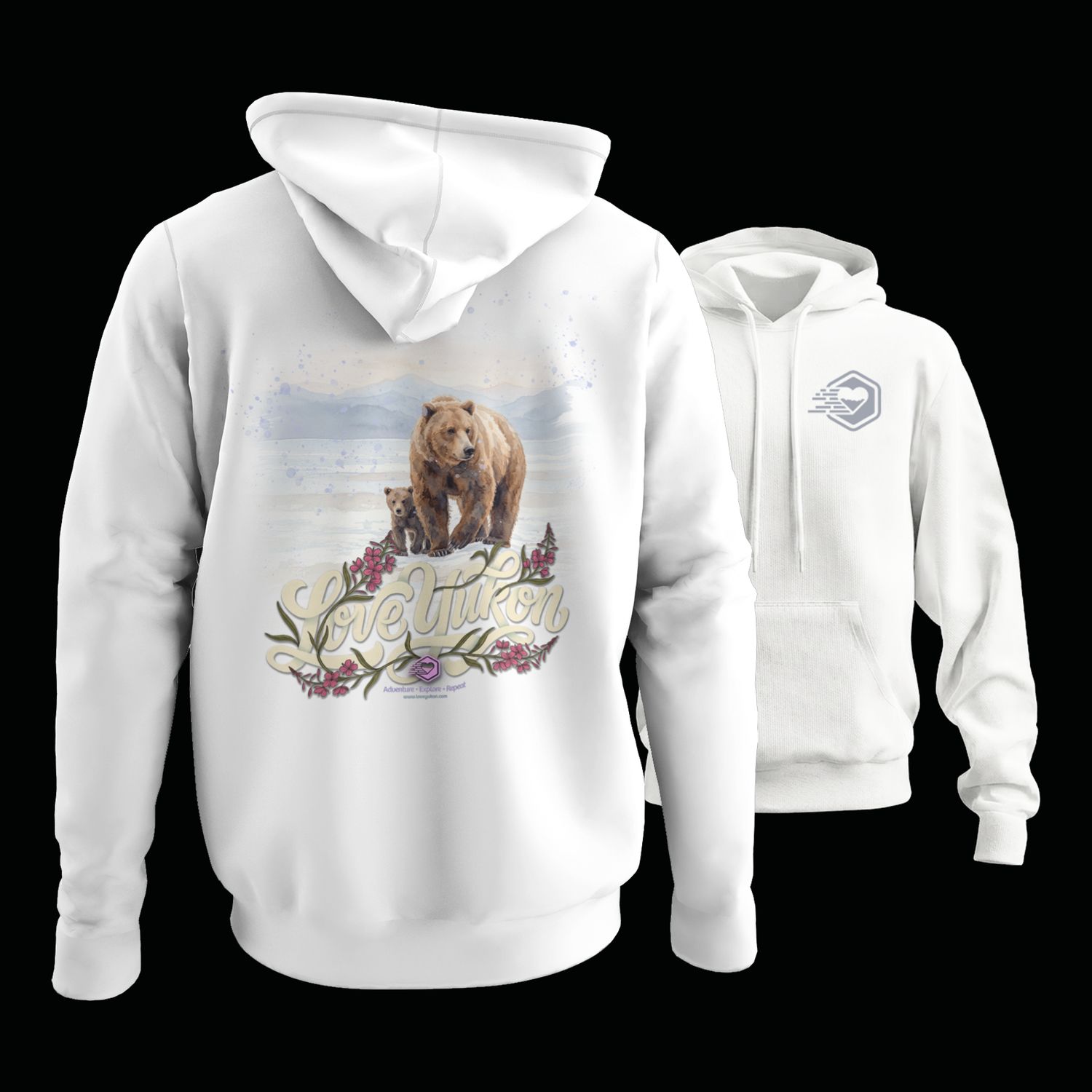 Love Yukon - Bear Hoodie, Colour: White, Size: Small