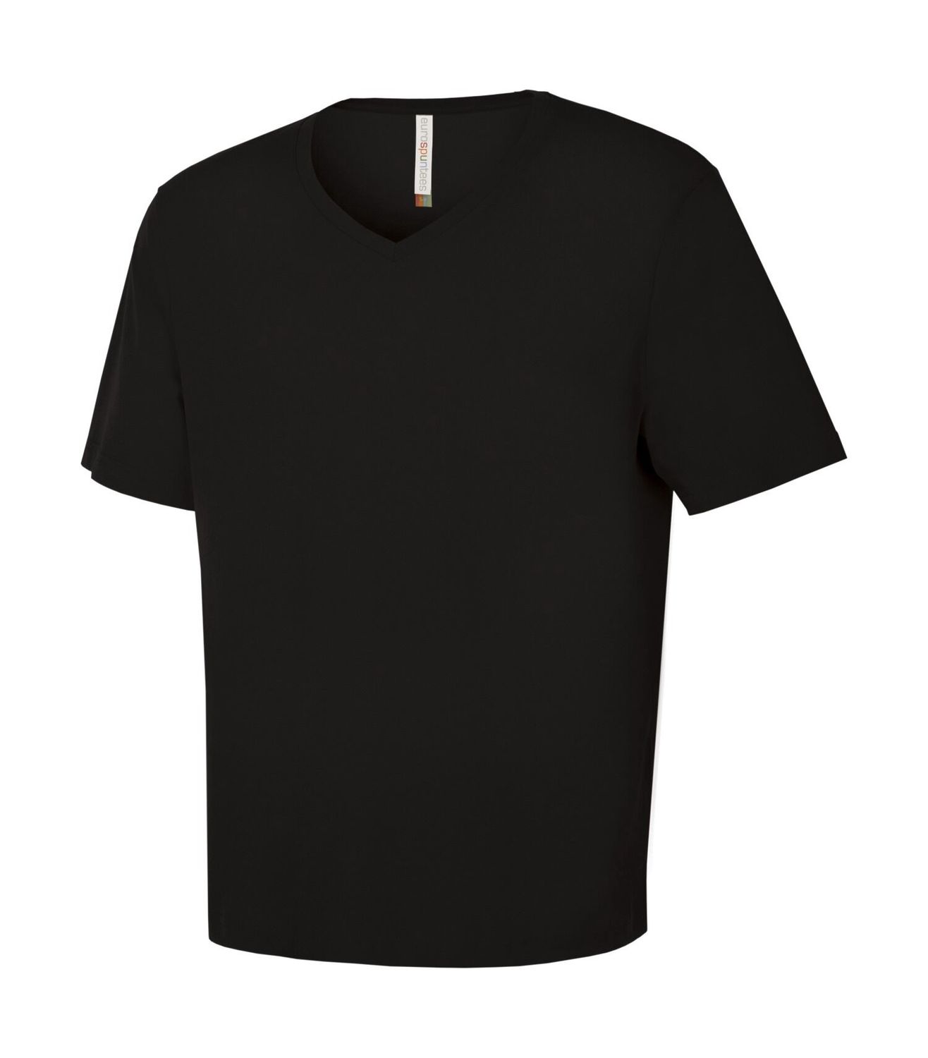 ATC Euro Spun V-Neck Tee - BLACK, Print Options: No Print, Size: XS