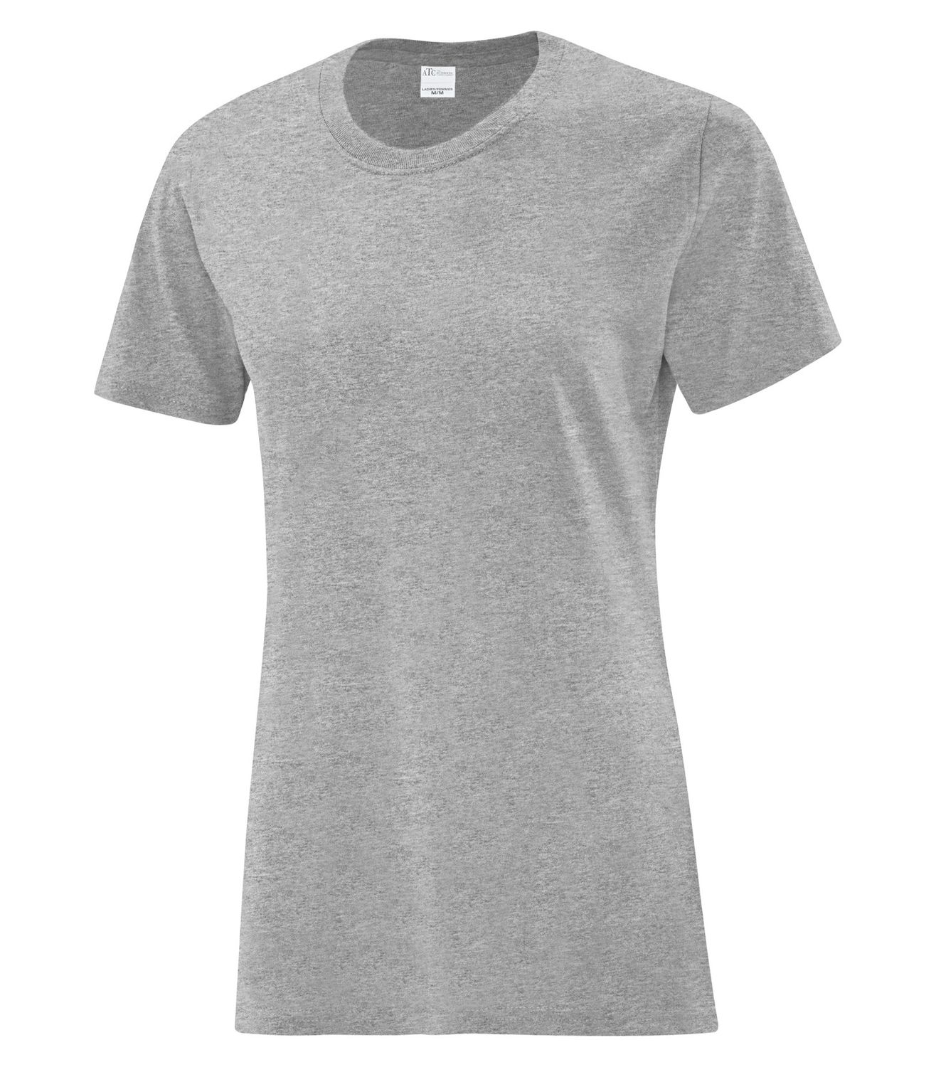 ATC Everyday Cotton Ladies Tee - ATHLETIC HEATHER, Print Options: No Print, Size: XS