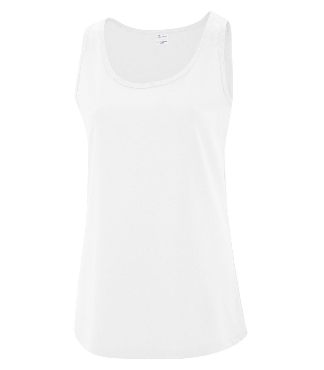 ATC Everyday Cotton Ladies Tank - WHITE, Print Options: No Print, Size: XS