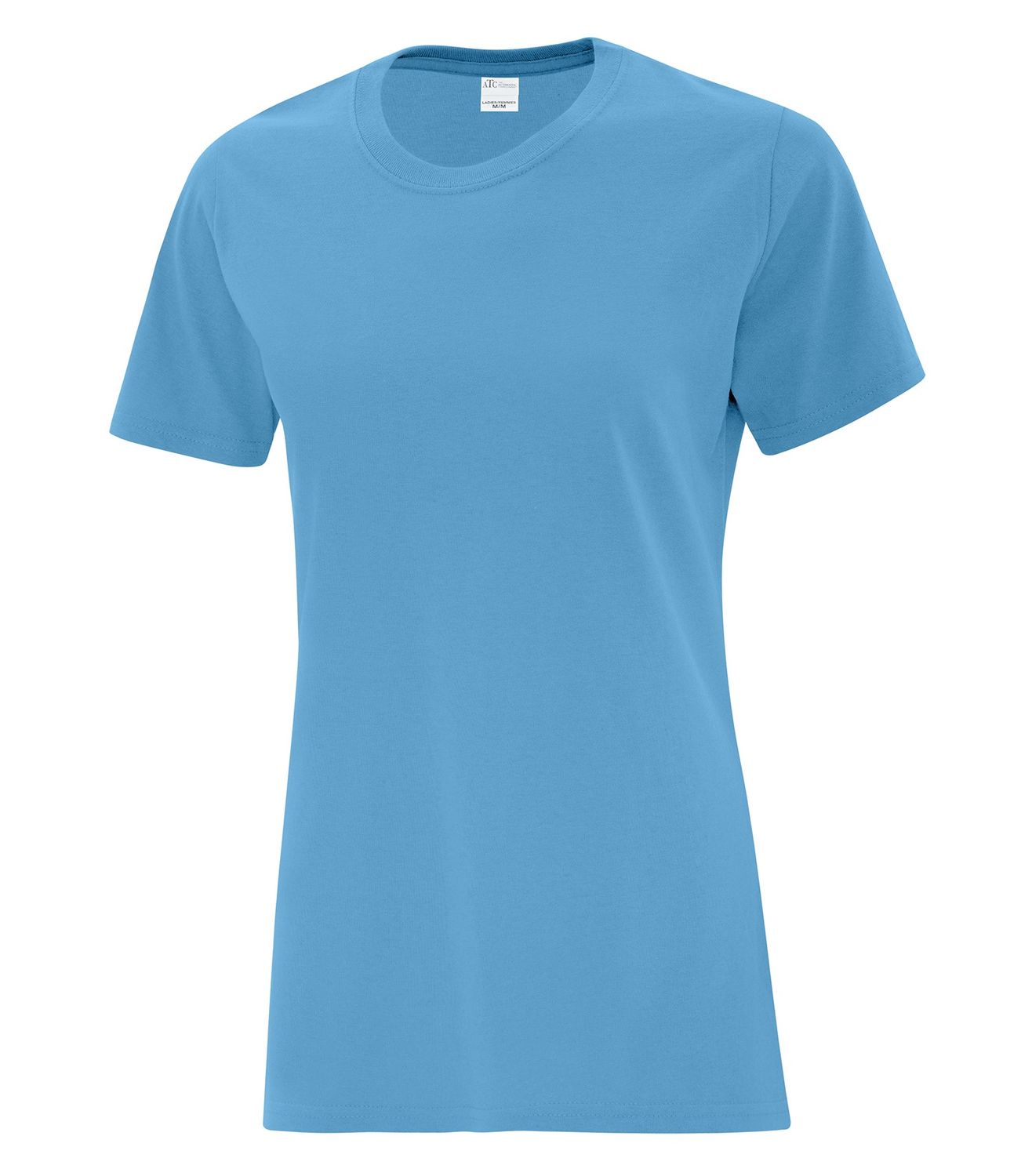 ATC Everyday Cotton Ladies Tee - AQUATIC BLUE, Print Options: No Print, Size: XS