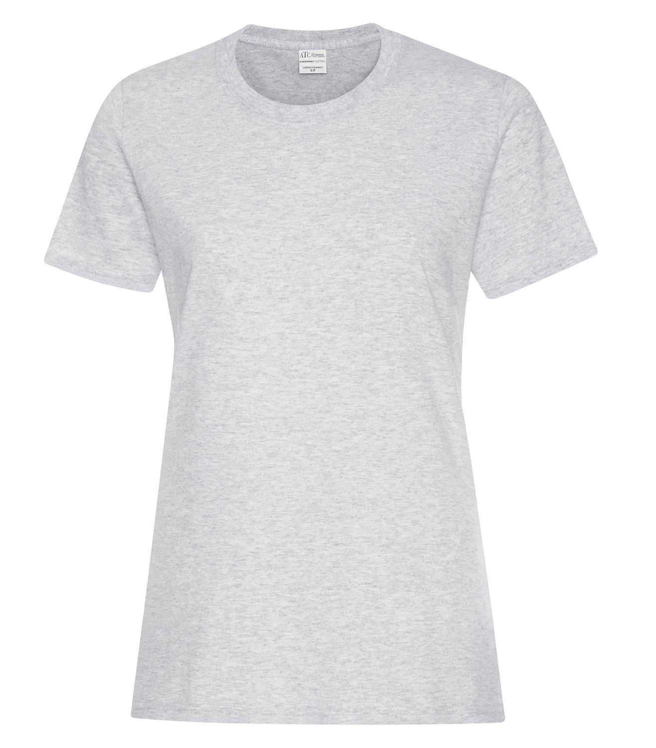 ATC Everyday Cotton Ladies Tee - ASH GREY, Print Options: No Print, Size: XS