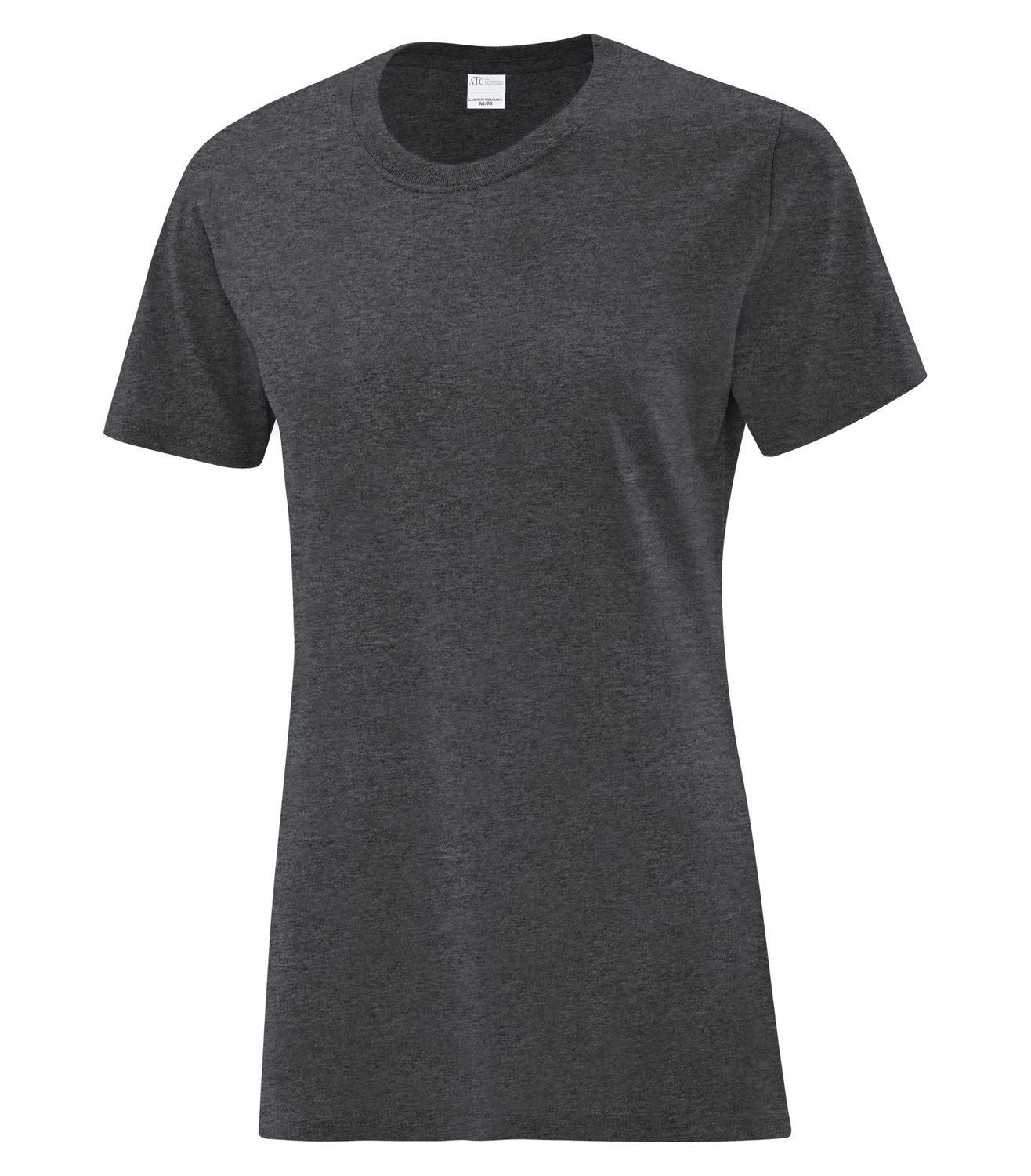 ATC Everyday Cotton Ladies Tee - DARK HEATHER GREY, Print Options: No Print, Size: XS