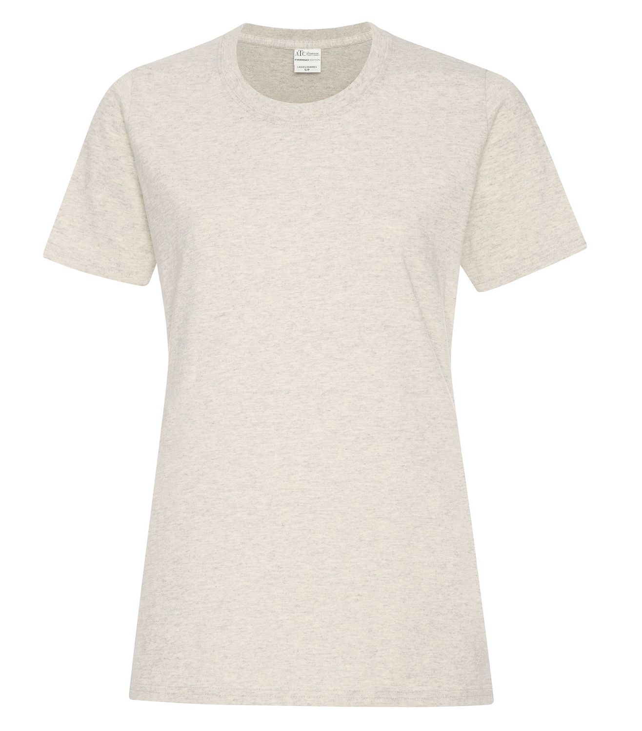 ATC Everyday Cotton Ladies Tee - OATMEAL HEATHER, Print Options: No Print, Size: XS
