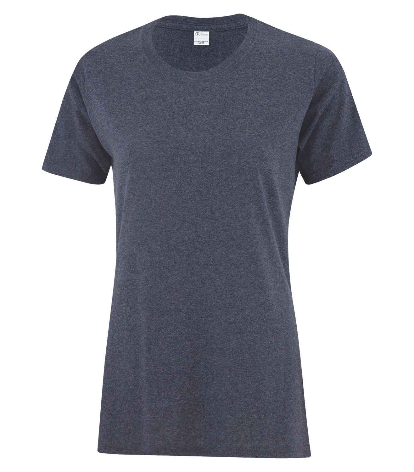 ATC Everyday Cotton Ladies Tee - HEATHER NAVY, Print Options: No Print, Size: XS