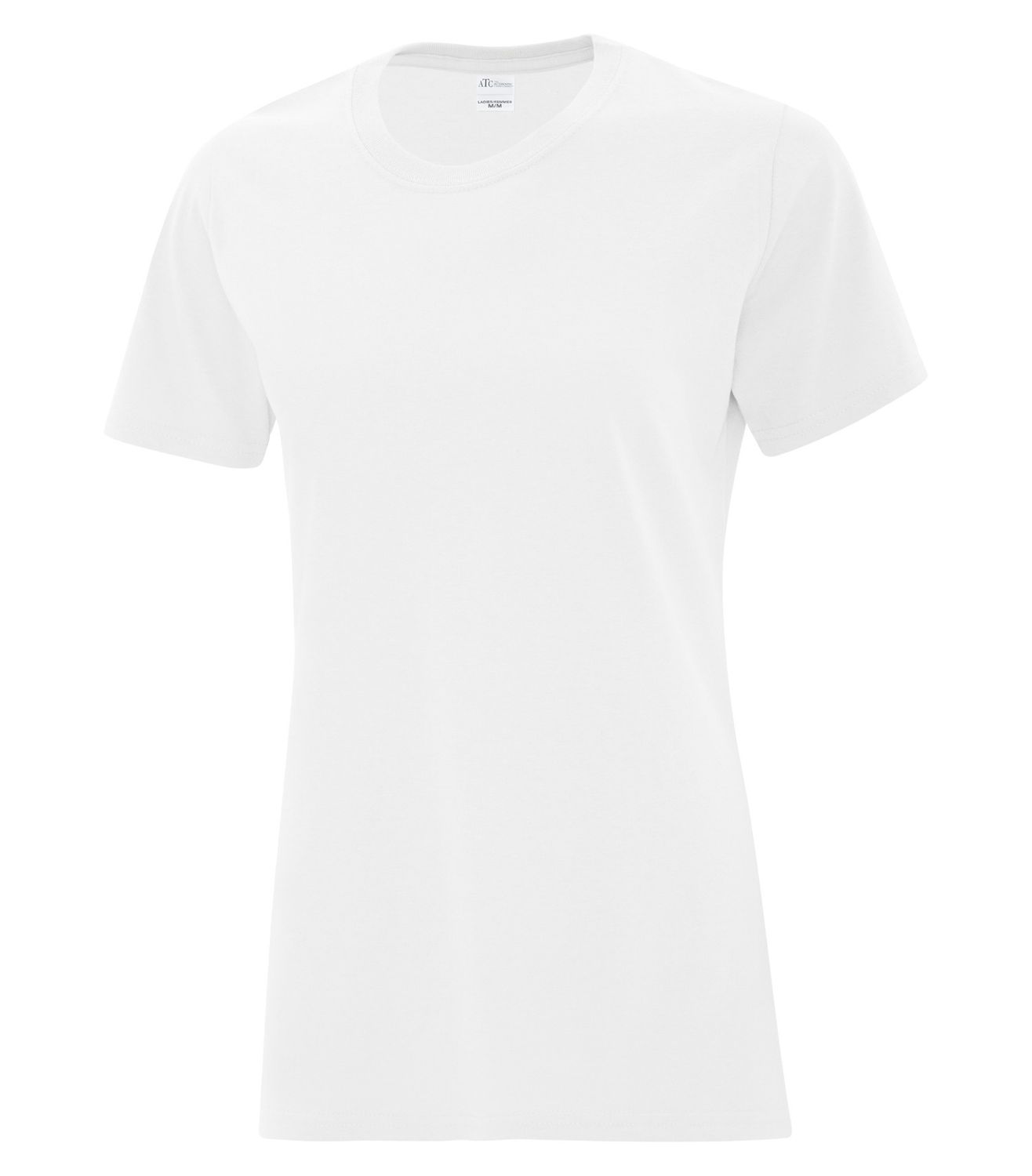 ATC Everyday Cotton Ladies Tee - WHITE, Print Options: No Print, Size: XS