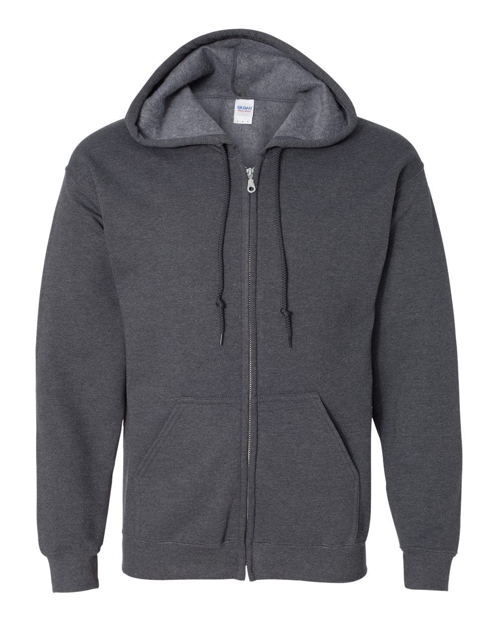 Gildan 50/50 Zip Hoodie - DARK HEATHER, Print Options: No Print, Size: Small