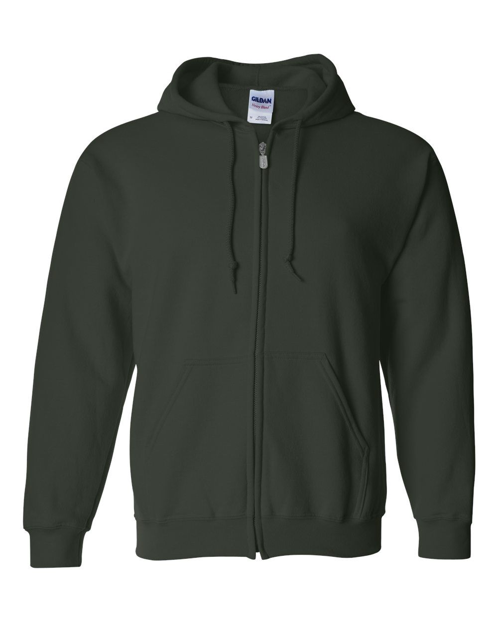 Gildan 50/50 Zip Hoodie - FOREST, Print Options: No Print, Size: Small