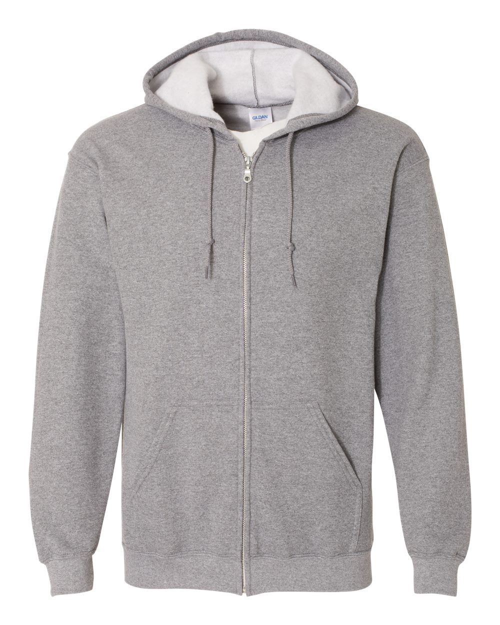 Gildan 50/50 Zip Hoodie - GRAPHITE HEATHER, Print Options: No Print, Size: Small
