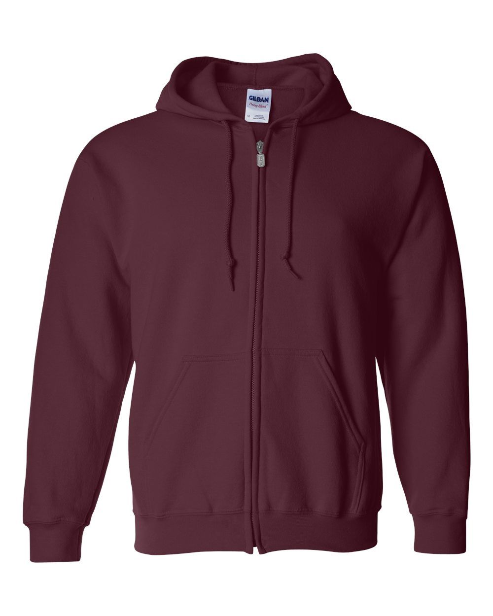Gildan 50/50 Zip Hoodie - MAROON, Print Options: No Print, Size: Small