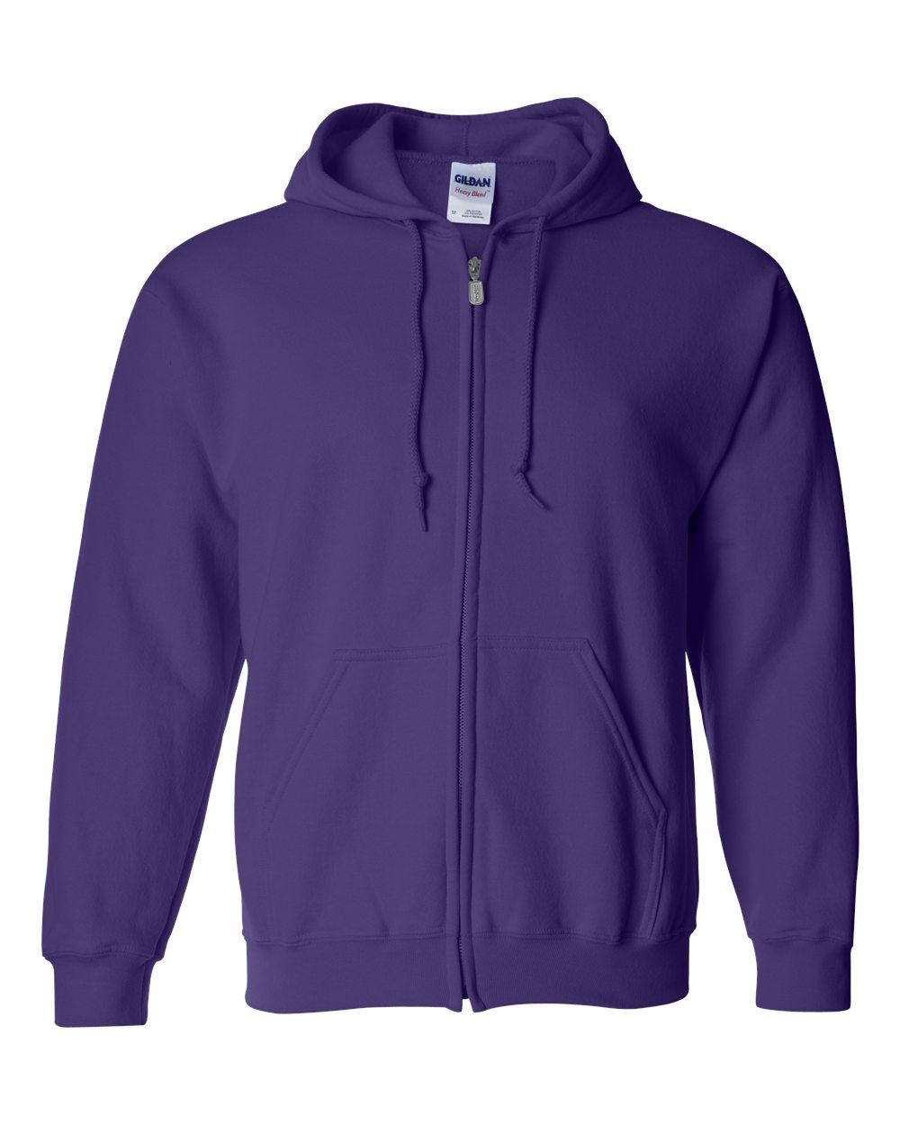 Gildan 50/50 Zip Hoodie - PURPLE, Print Options: No Print, Size: Small
