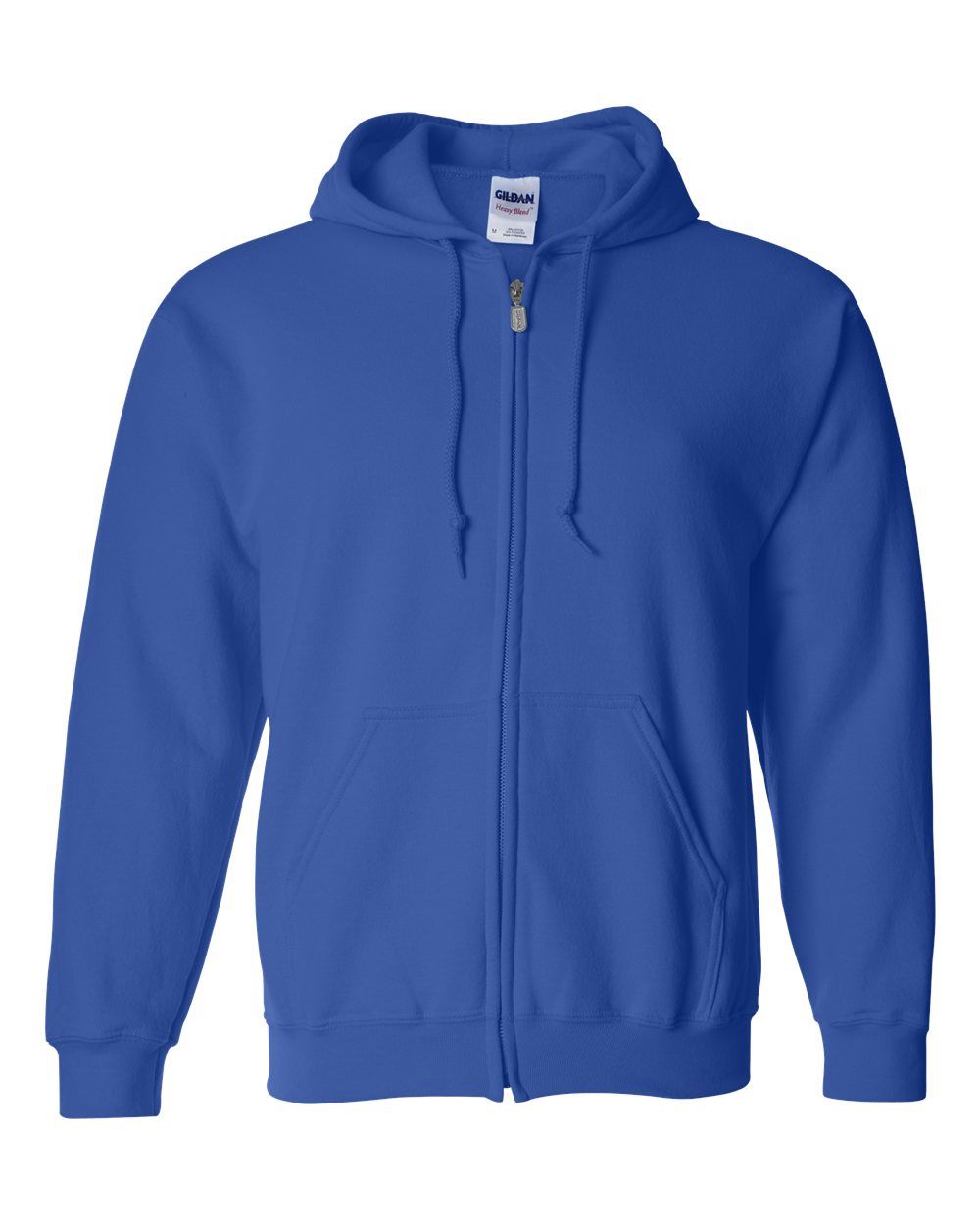 Gildan 50/50 Zip Hoodie - ROYAL, Print Options: No Print, Size: Small
