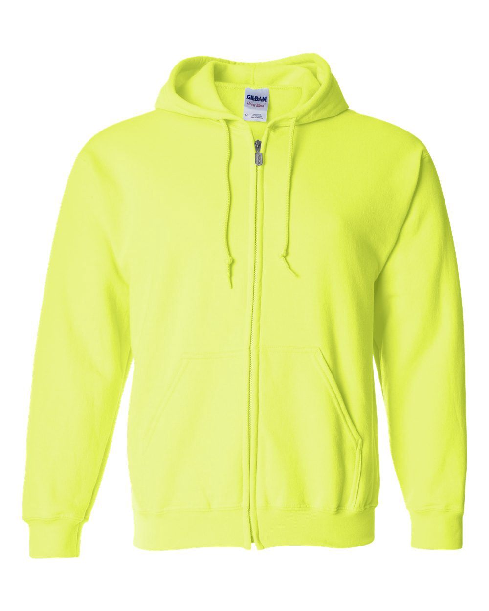 Gildan 50/50 Zip Hoodie - SAFETY GREEN, Print Options: No Print, Size: Small