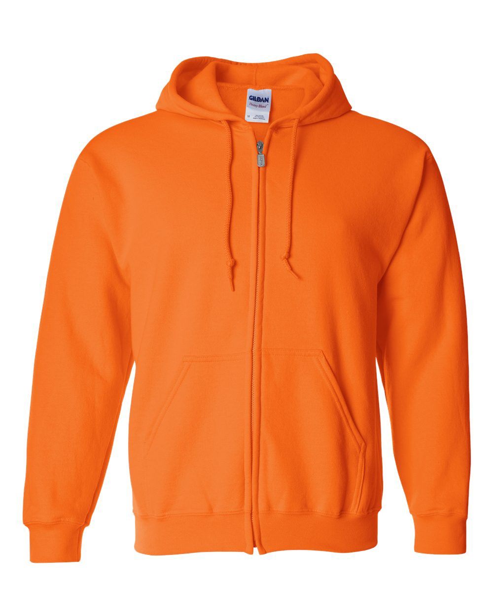 Gildan 50/50 Zip Hoodie - SAFETY ORANGE, Print Options: No Print, Size: Small