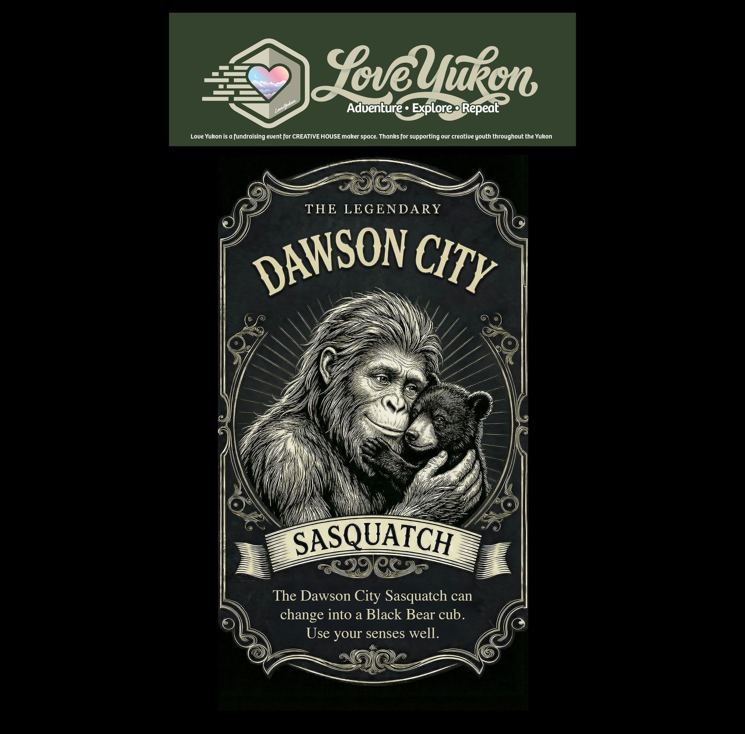Love Yukon Sticker - Dawson City Sasquatch