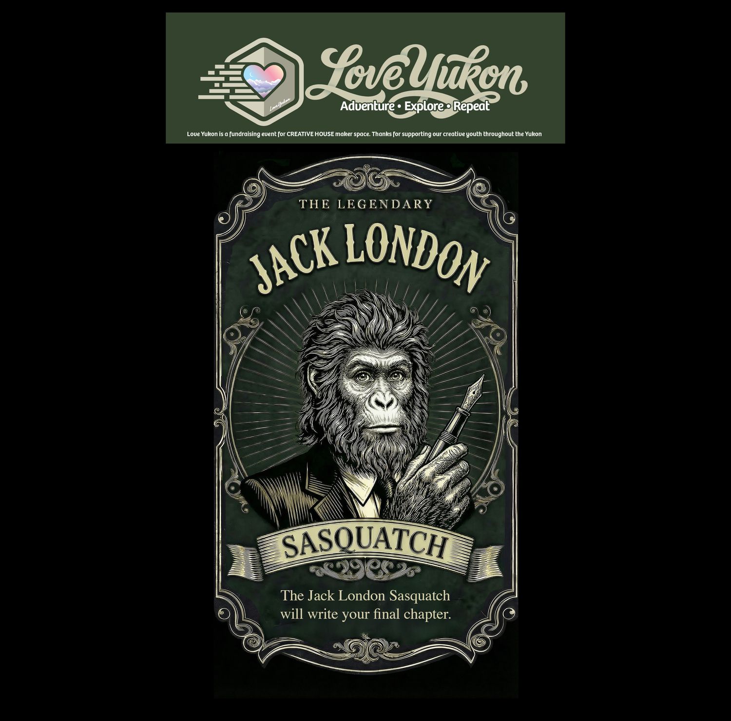 Love Yukon Sticker - Jack London Sasquatch