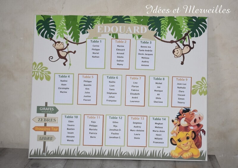 Plan de table Safari - Jungle