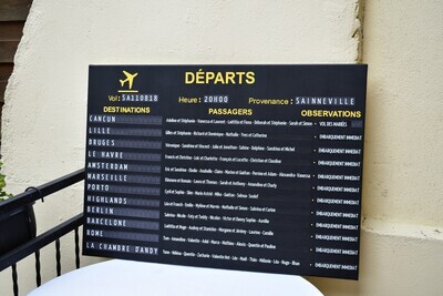 Plan de table tableau d'affichage aéroport