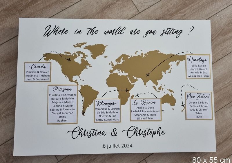 Plan de table thème Voyage