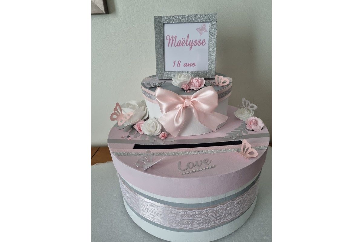 Urne rose et gris