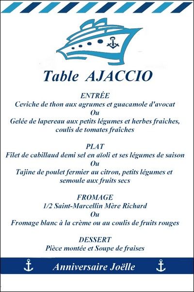menu croisière