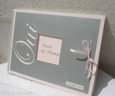 livre d'or mariage oui gris et rose
