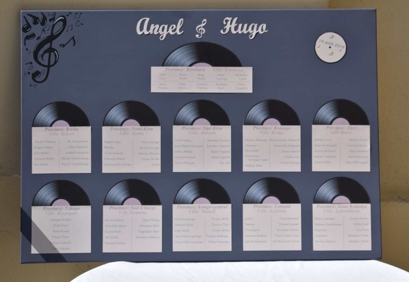 Plan de table Musique plan de table mariage musique