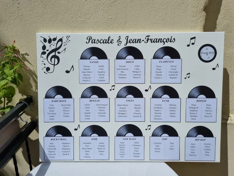 Plan de table Musique Plan de table Musique