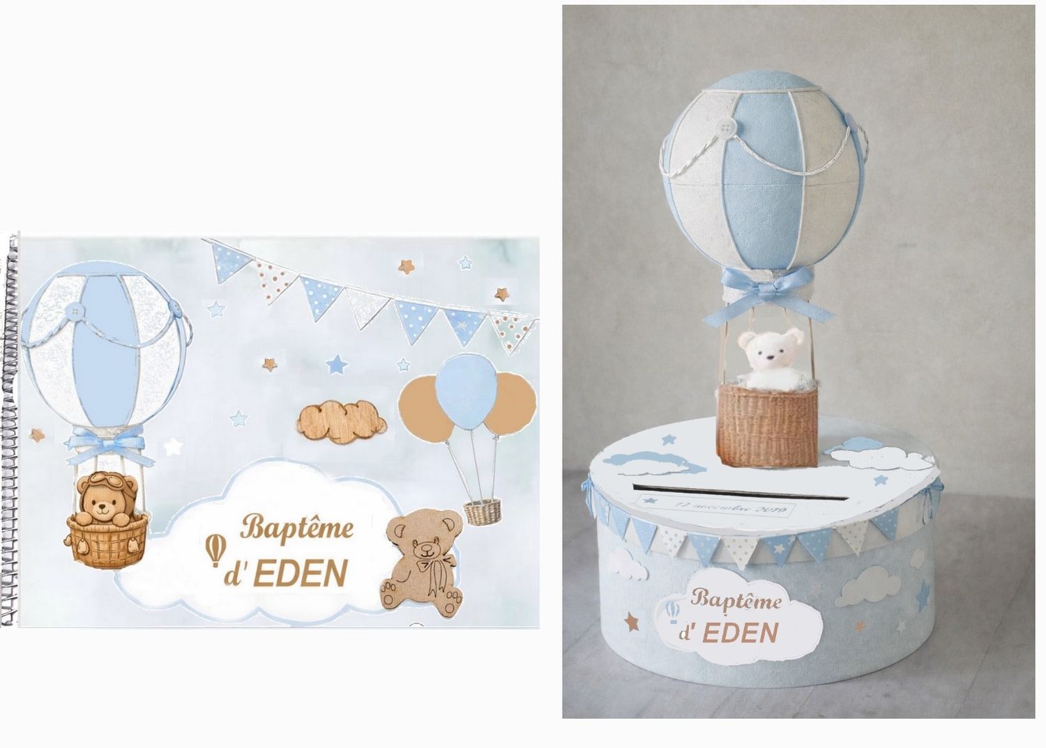 Urne + Livre d'or Nounours et Montgolfière