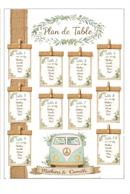 Plan de table champêtre