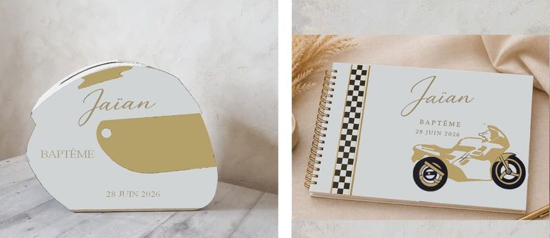 Pack urne + livre d'or baptême Moto