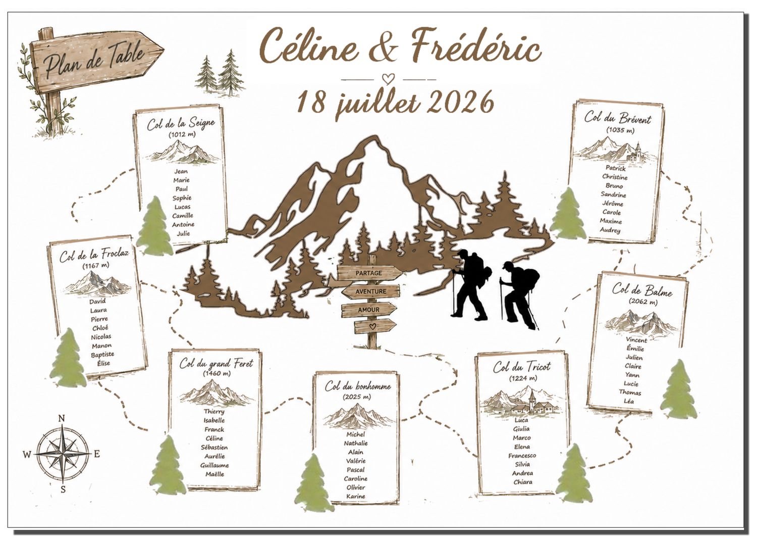 Plan de table Mont Blanc