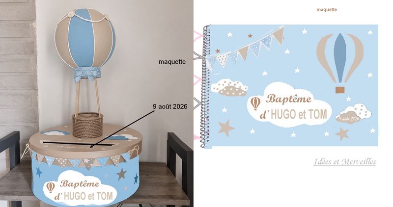 Pack urne + livre d'or Montgolfière