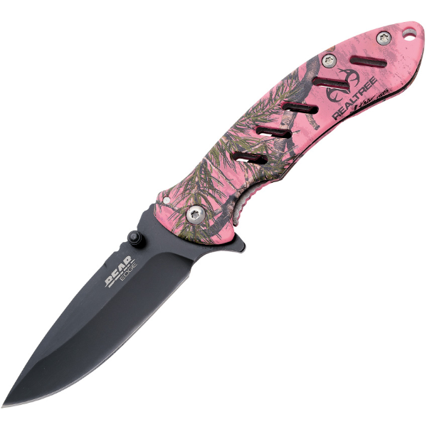BEAR EDGE 4 1/4&quot; FRAME LOCK FLIP KNIFE - PINK REAL TREE