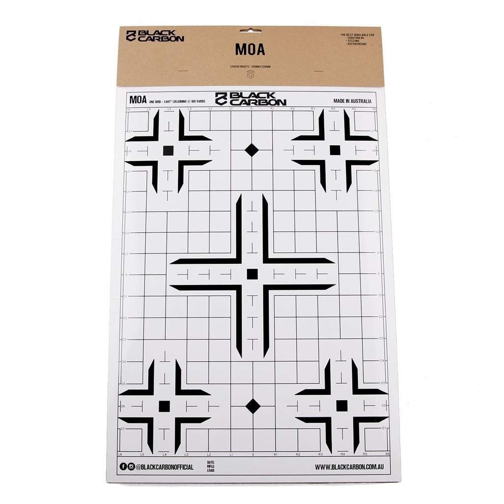 Black Carbon MOA Sight-in Paper Targets - 5 Per Pack